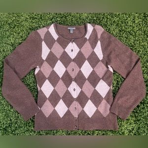 Brown Argyle Cardigan